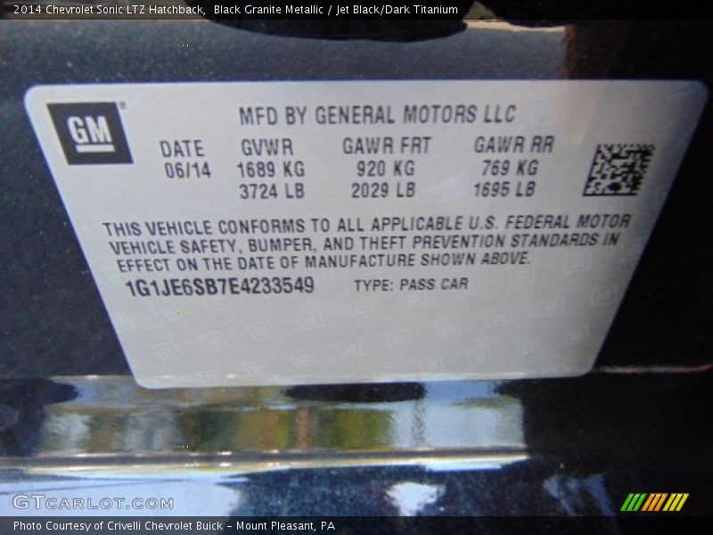 Black Granite Metallic / Jet Black/Dark Titanium 2014 Chevrolet Sonic LTZ Hatchback