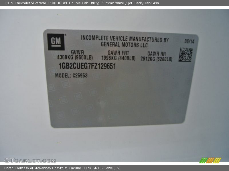 Summit White / Jet Black/Dark Ash 2015 Chevrolet Silverado 2500HD WT Double Cab Utility