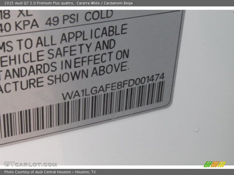 Cararra White / Cardamom Beige 2015 Audi Q7 3.0 Premium Plus quattro
