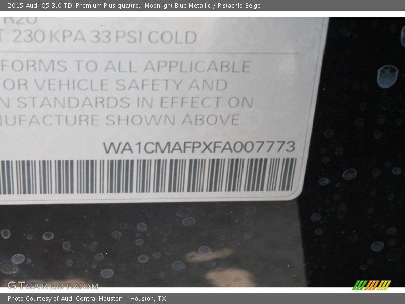 Moonlight Blue Metallic / Pistachio Beige 2015 Audi Q5 3.0 TDI Premium Plus quattro