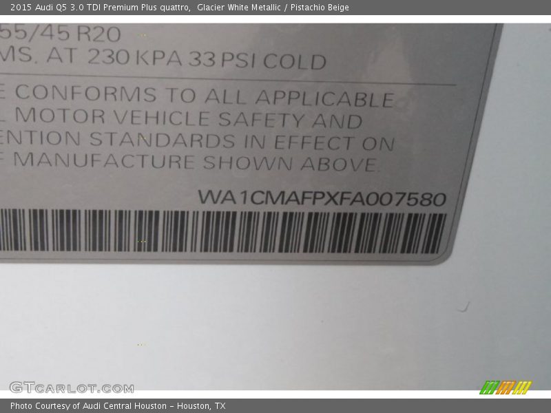 Glacier White Metallic / Pistachio Beige 2015 Audi Q5 3.0 TDI Premium Plus quattro