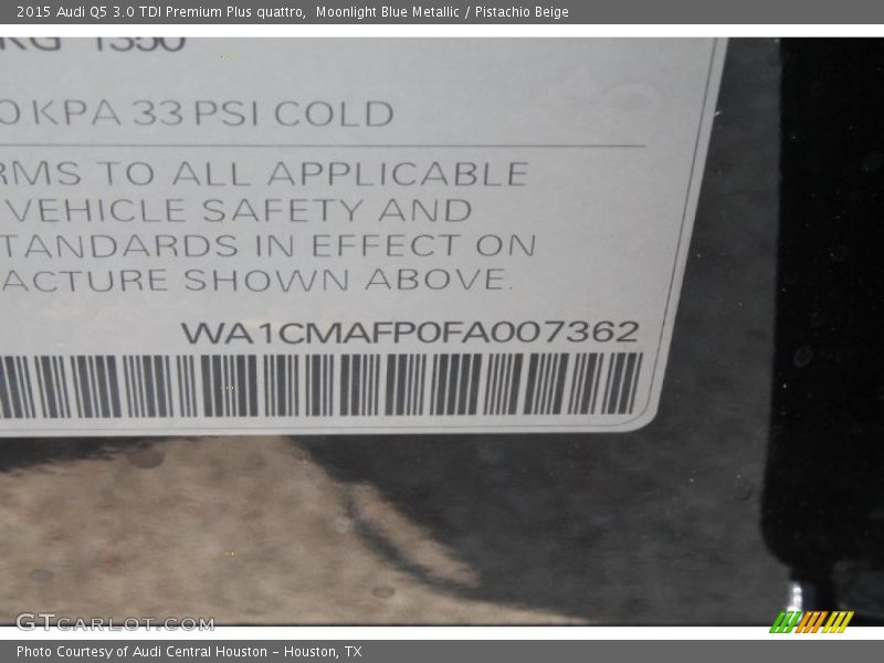 Moonlight Blue Metallic / Pistachio Beige 2015 Audi Q5 3.0 TDI Premium Plus quattro