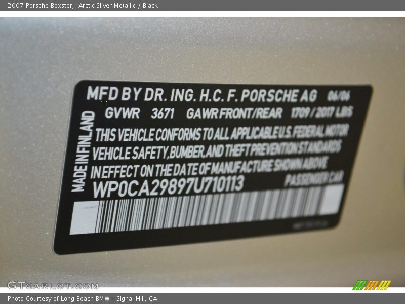 Arctic Silver Metallic / Black 2007 Porsche Boxster