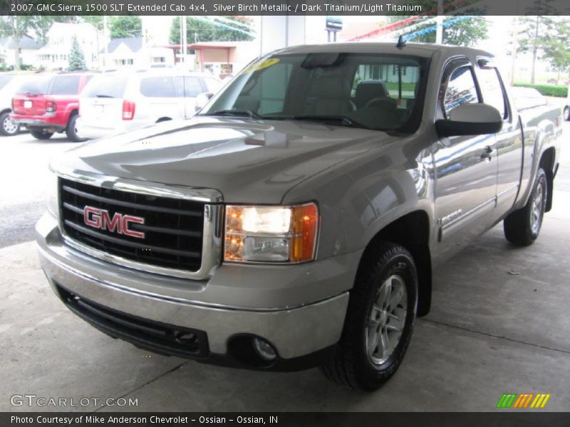 Silver Birch Metallic / Dark Titanium/Light Titanium 2007 GMC Sierra 1500 SLT Extended Cab 4x4
