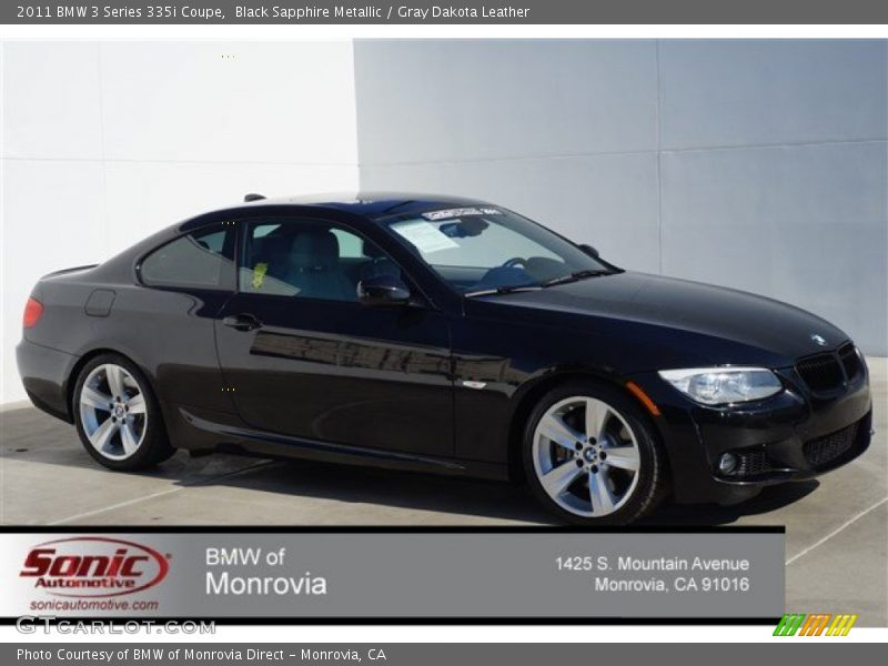 Black Sapphire Metallic / Gray Dakota Leather 2011 BMW 3 Series 335i Coupe