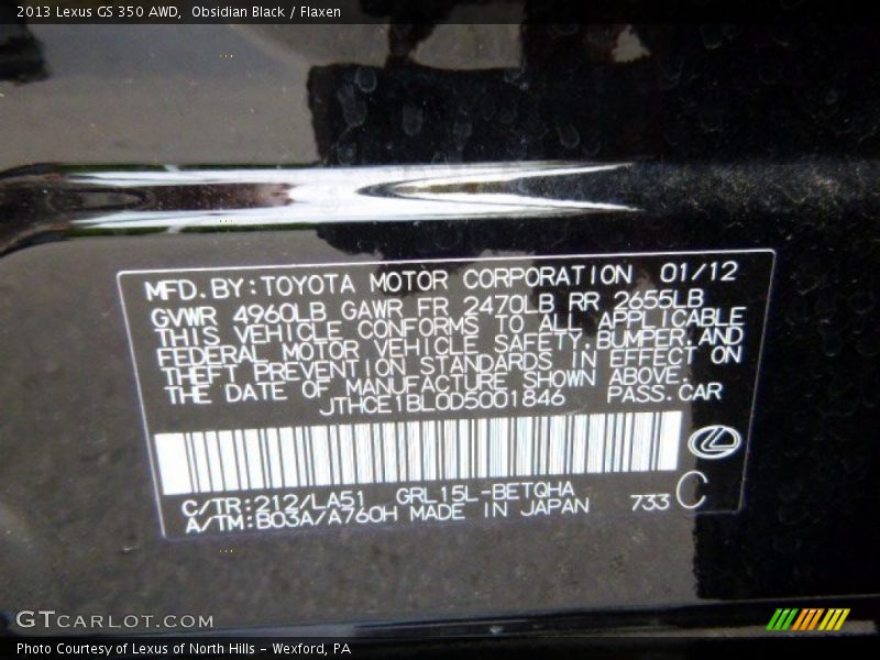 Obsidian Black / Flaxen 2013 Lexus GS 350 AWD