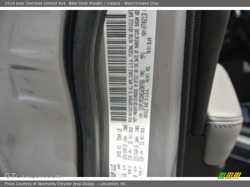 Billet Silver Metallic / Iceland - Black/Iceland Gray 2014 Jeep Cherokee Limited 4x4