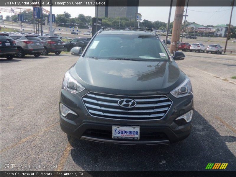 Hampton Green Pearl / Beige 2014 Hyundai Santa Fe GLS