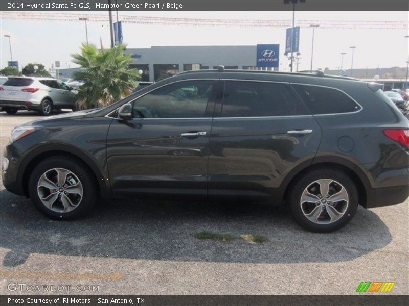 Hampton Green Pearl / Beige 2014 Hyundai Santa Fe GLS