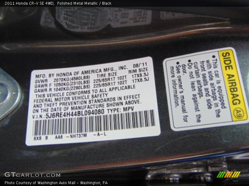 Polished Metal Metallic / Black 2011 Honda CR-V SE 4WD