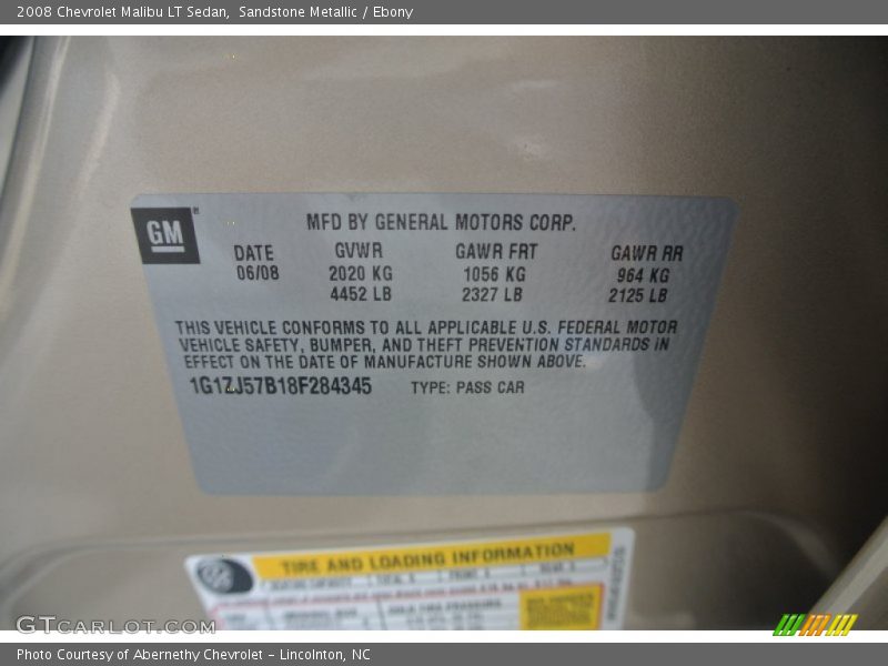 Sandstone Metallic / Ebony 2008 Chevrolet Malibu LT Sedan