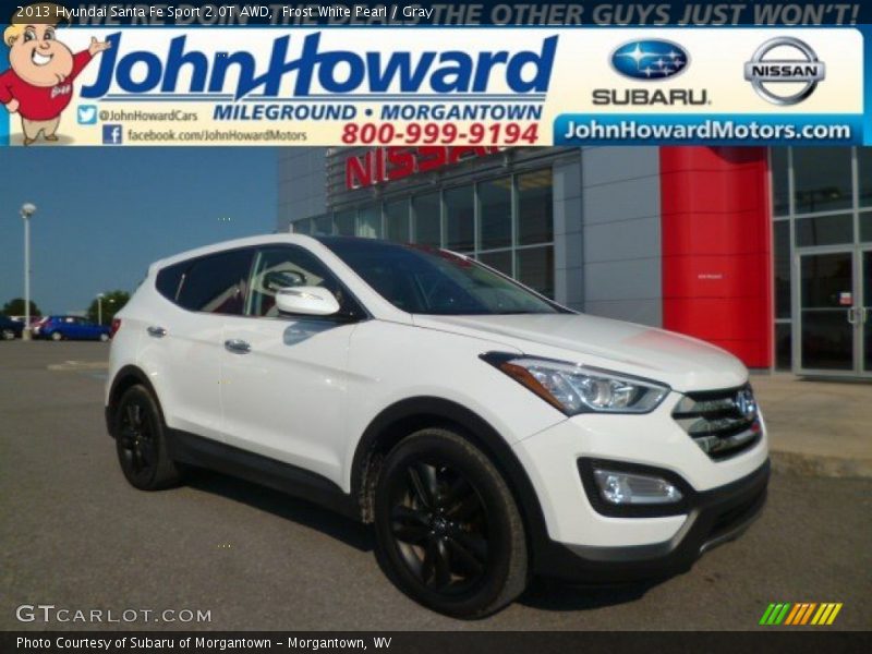 Frost White Pearl / Gray 2013 Hyundai Santa Fe Sport 2.0T AWD