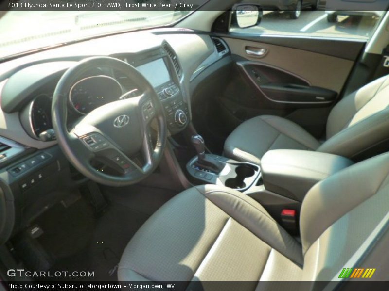 Frost White Pearl / Gray 2013 Hyundai Santa Fe Sport 2.0T AWD
