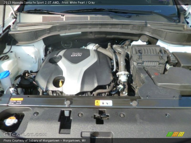 Frost White Pearl / Gray 2013 Hyundai Santa Fe Sport 2.0T AWD