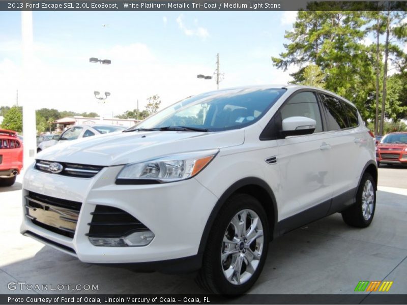 White Platinum Metallic Tri-Coat / Medium Light Stone 2013 Ford Escape SEL 2.0L EcoBoost