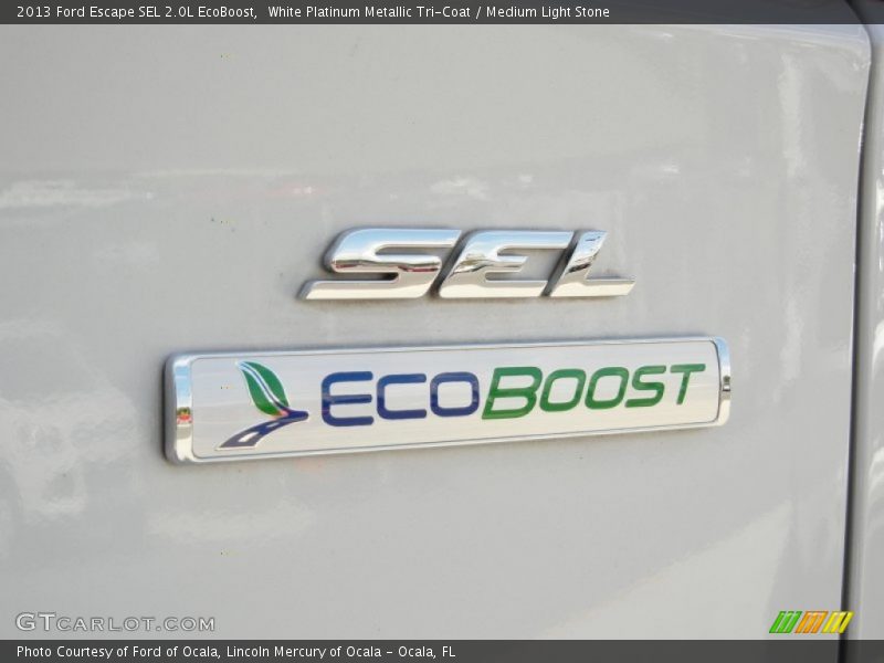 White Platinum Metallic Tri-Coat / Medium Light Stone 2013 Ford Escape SEL 2.0L EcoBoost