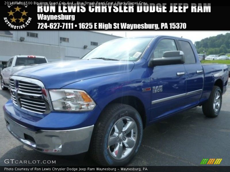 Blue Streak Pearl Coat / Black/Diesel Gray 2014 Ram 1500 Big Horn Quad Cab 4x4
