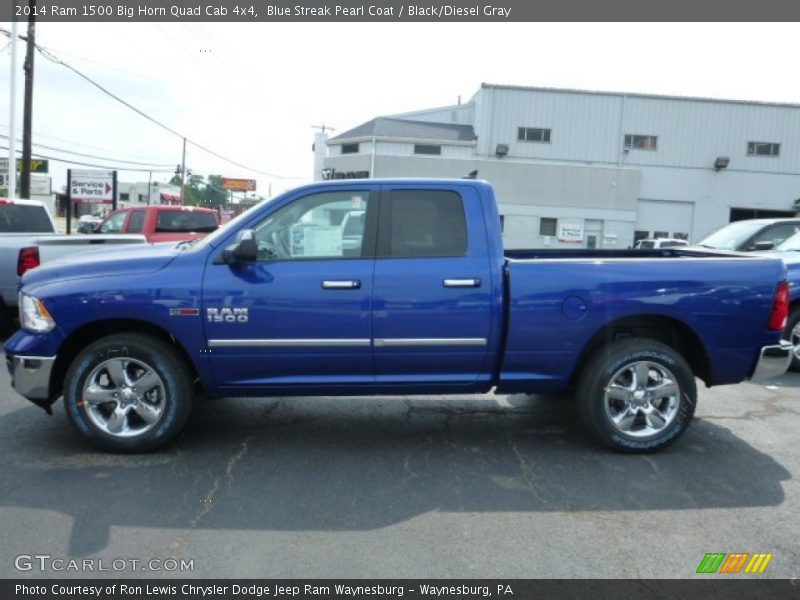 Blue Streak Pearl Coat / Black/Diesel Gray 2014 Ram 1500 Big Horn Quad Cab 4x4