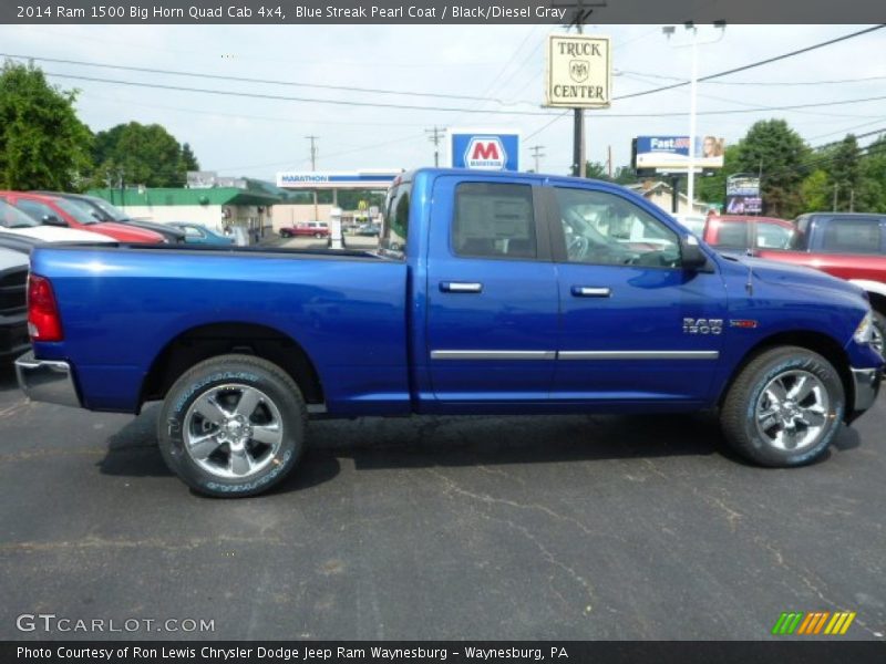 Blue Streak Pearl Coat / Black/Diesel Gray 2014 Ram 1500 Big Horn Quad Cab 4x4