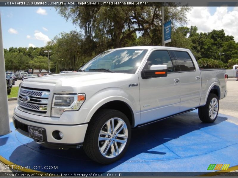 Ingot Silver / Limited Marina Blue Leather 2014 Ford F150 Limited SuperCrew 4x4