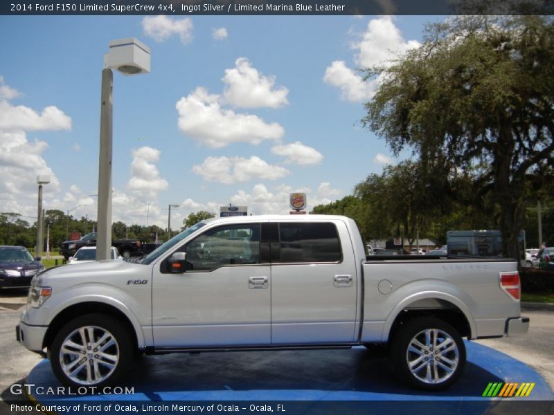 Ingot Silver / Limited Marina Blue Leather 2014 Ford F150 Limited SuperCrew 4x4