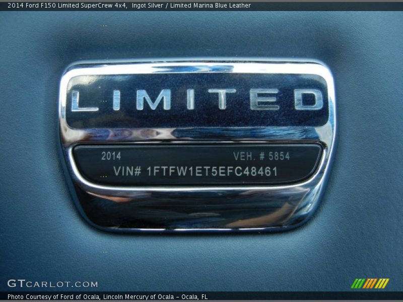 Ingot Silver / Limited Marina Blue Leather 2014 Ford F150 Limited SuperCrew 4x4