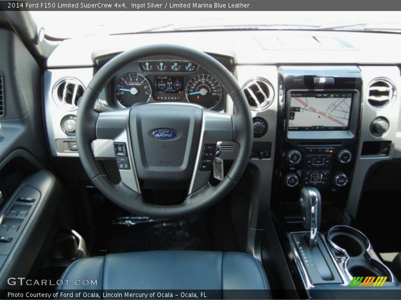 Ingot Silver / Limited Marina Blue Leather 2014 Ford F150 Limited SuperCrew 4x4