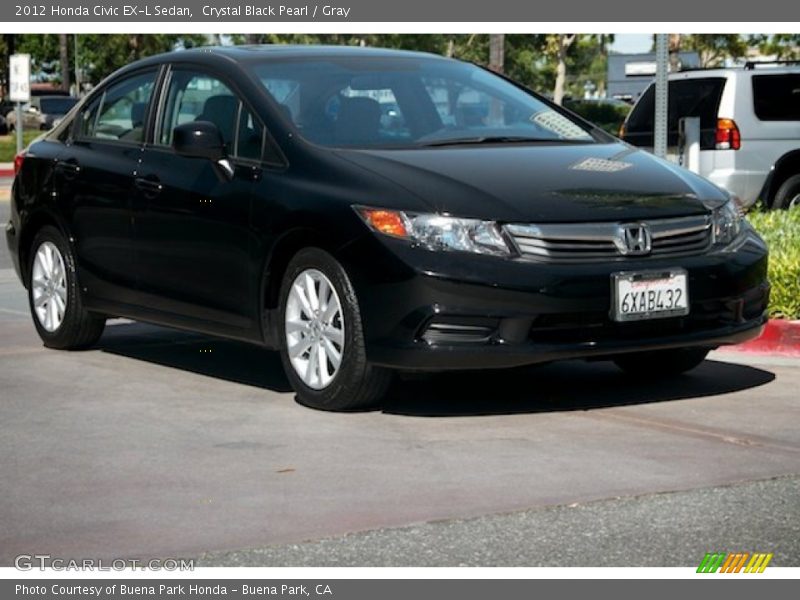 Crystal Black Pearl / Gray 2012 Honda Civic EX-L Sedan