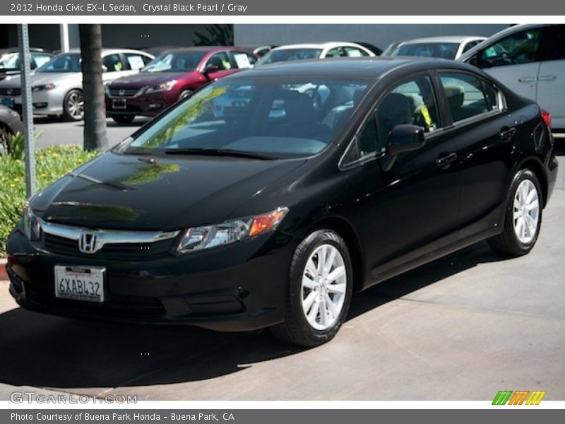 Crystal Black Pearl / Gray 2012 Honda Civic EX-L Sedan