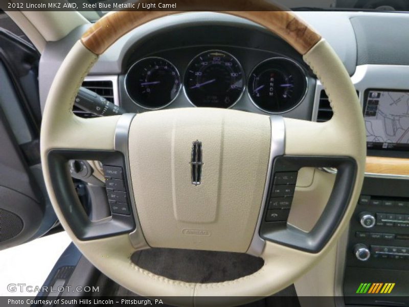 Steel Blue Metallic / Light Camel 2012 Lincoln MKZ AWD