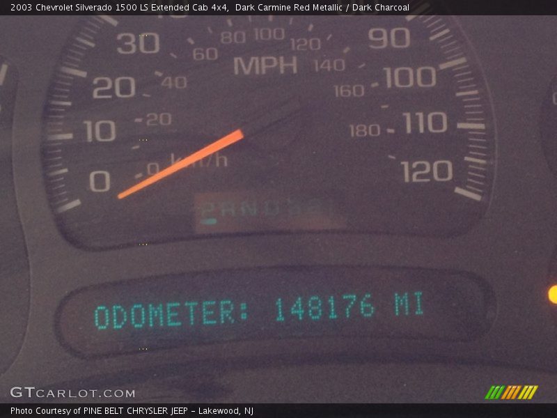 Dark Carmine Red Metallic / Dark Charcoal 2003 Chevrolet Silverado 1500 LS Extended Cab 4x4