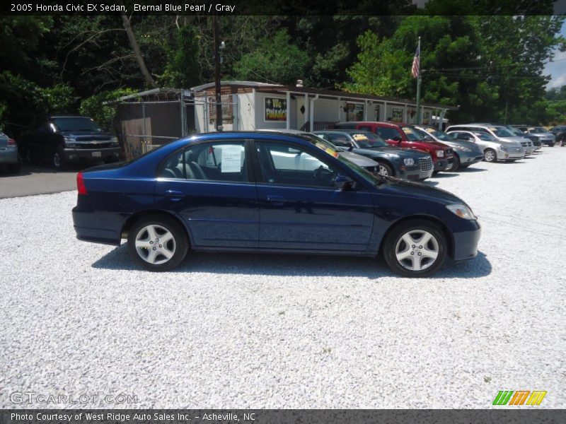 Eternal Blue Pearl / Gray 2005 Honda Civic EX Sedan