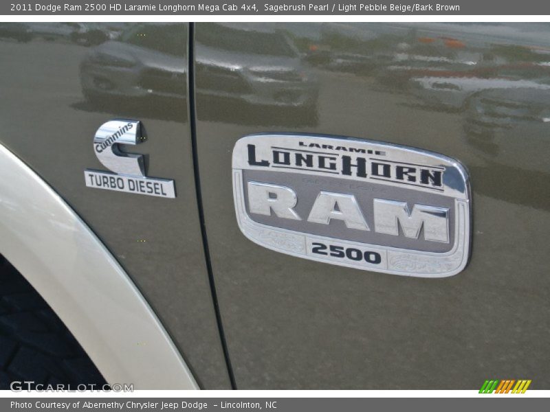 Sagebrush Pearl / Light Pebble Beige/Bark Brown 2011 Dodge Ram 2500 HD Laramie Longhorn Mega Cab 4x4