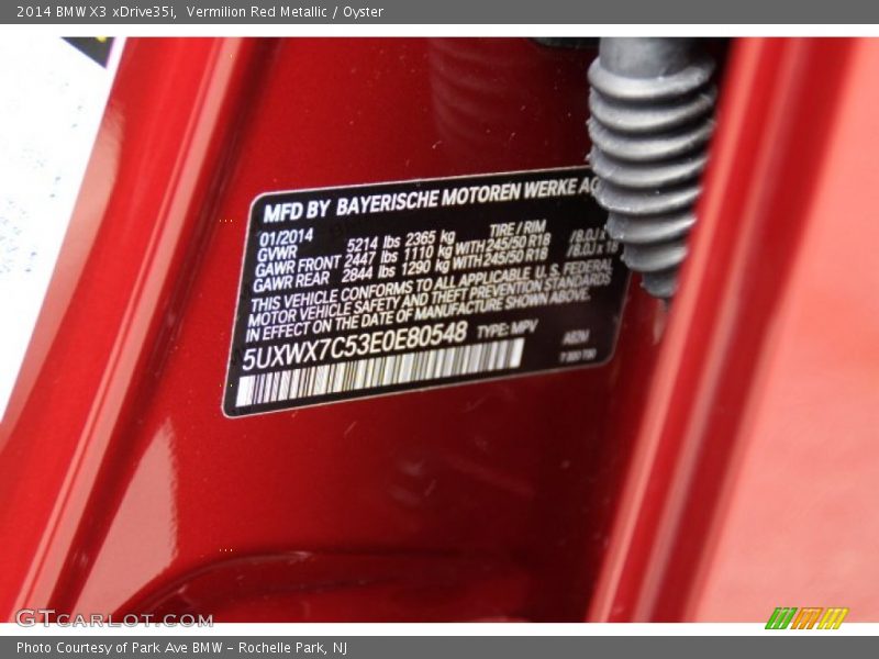 Vermilion Red Metallic / Oyster 2014 BMW X3 xDrive35i