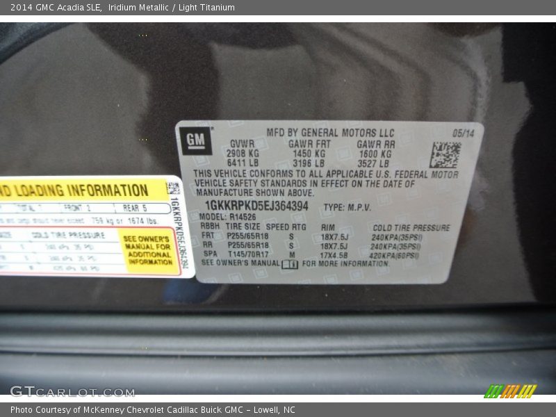 Iridium Metallic / Light Titanium 2014 GMC Acadia SLE