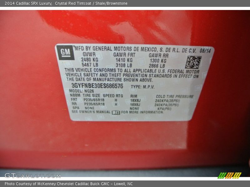 Crystal Red Tintcoat / Shale/Brownstone 2014 Cadillac SRX Luxury