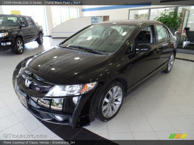 Crystal Black Pearl / Black 2009 Honda Civic Si Sedan