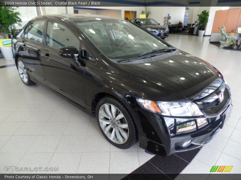 Crystal Black Pearl / Black 2009 Honda Civic Si Sedan