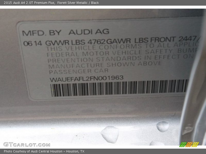 Florett Silver Metallic / Black 2015 Audi A4 2.0T Premium Plus