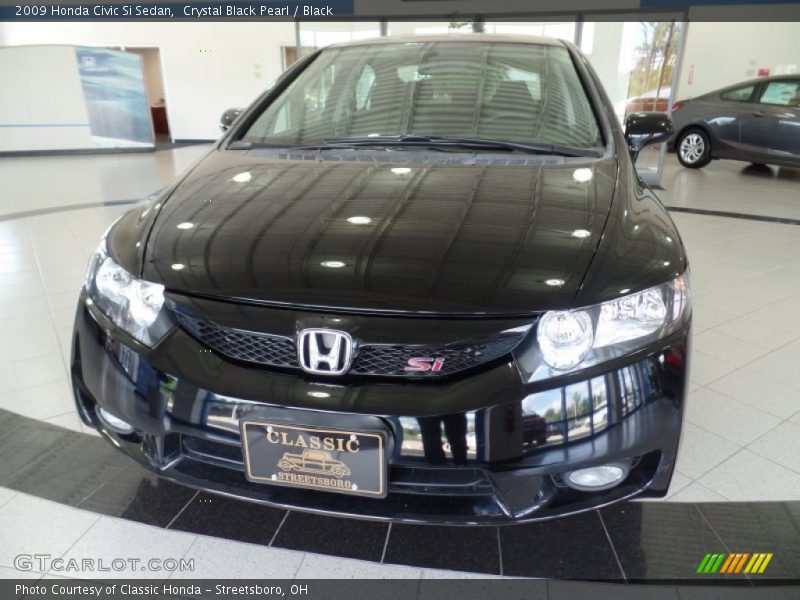 Crystal Black Pearl / Black 2009 Honda Civic Si Sedan