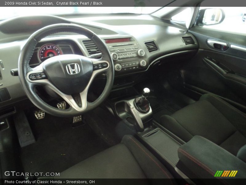 Crystal Black Pearl / Black 2009 Honda Civic Si Sedan