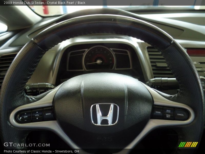 Crystal Black Pearl / Black 2009 Honda Civic Si Sedan