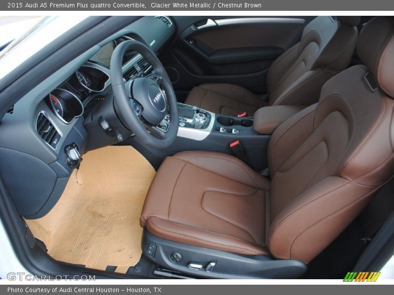 Glacier White Metallic / Chestnut Brown 2015 Audi A5 Premium Plus quattro Convertible