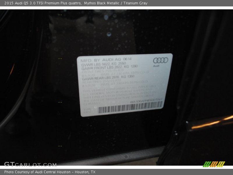 Mythos Black Metallic / Titanium Gray 2015 Audi Q5 3.0 TFSI Premium Plus quattro