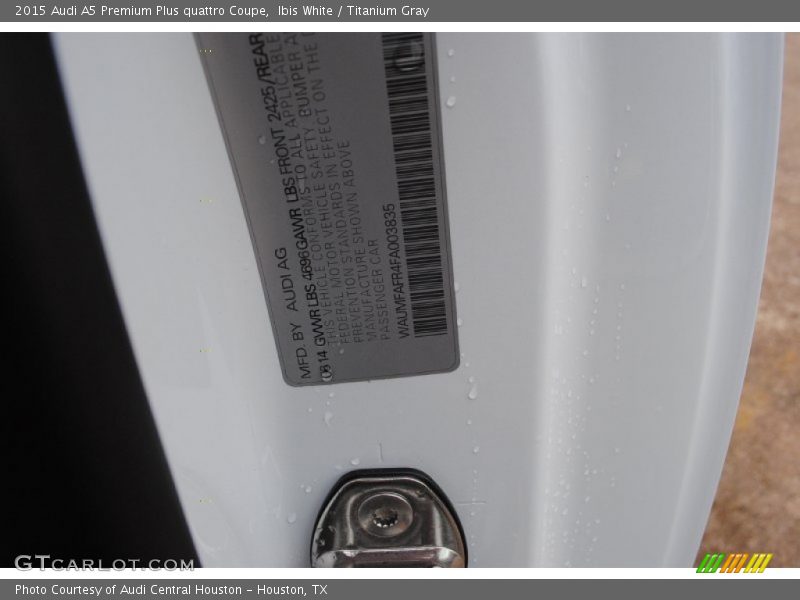 Ibis White / Titanium Gray 2015 Audi A5 Premium Plus quattro Coupe