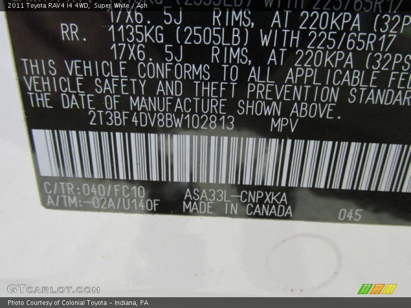 Super White / Ash 2011 Toyota RAV4 I4 4WD