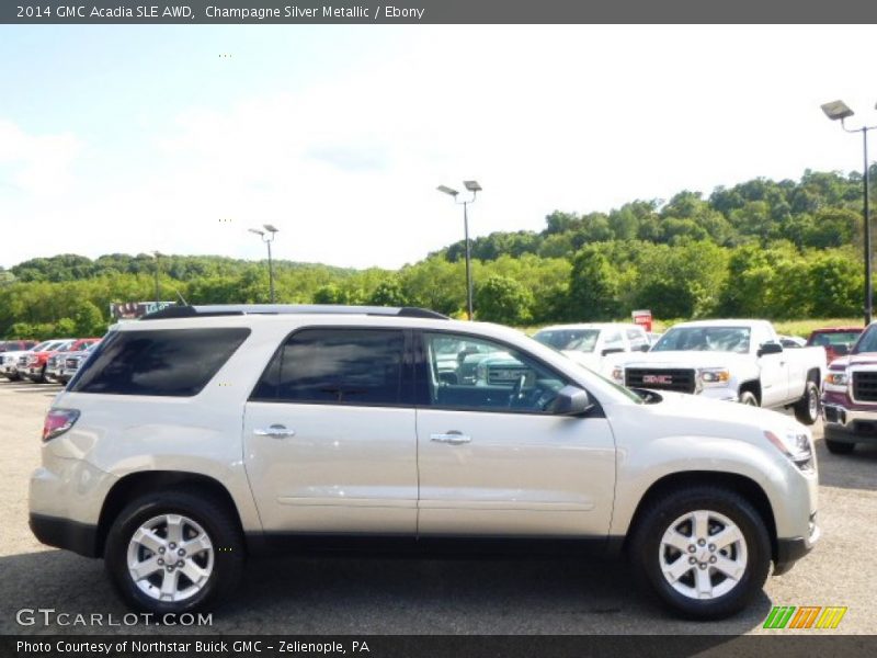 Champagne Silver Metallic / Ebony 2014 GMC Acadia SLE AWD