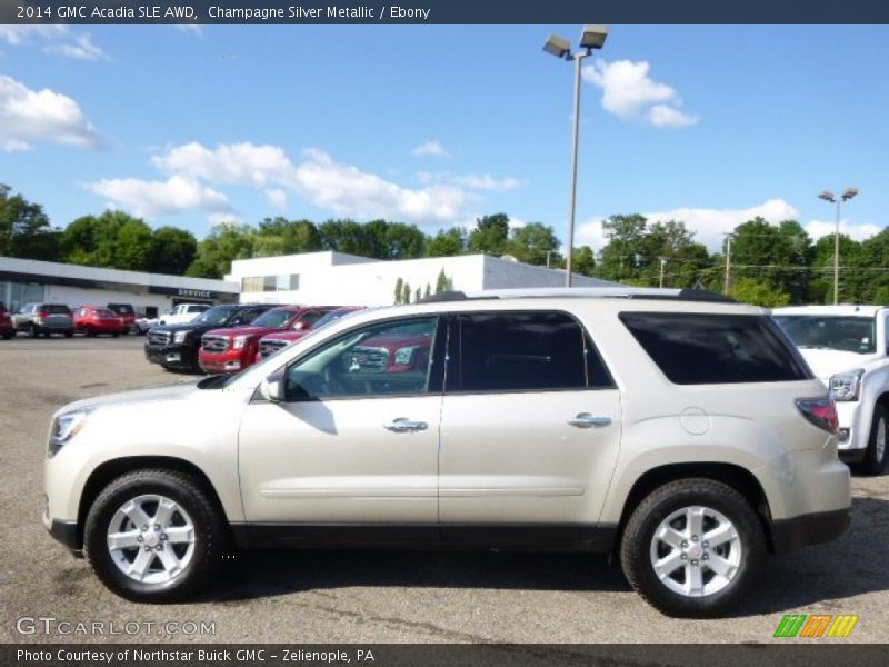 Champagne Silver Metallic / Ebony 2014 GMC Acadia SLE AWD