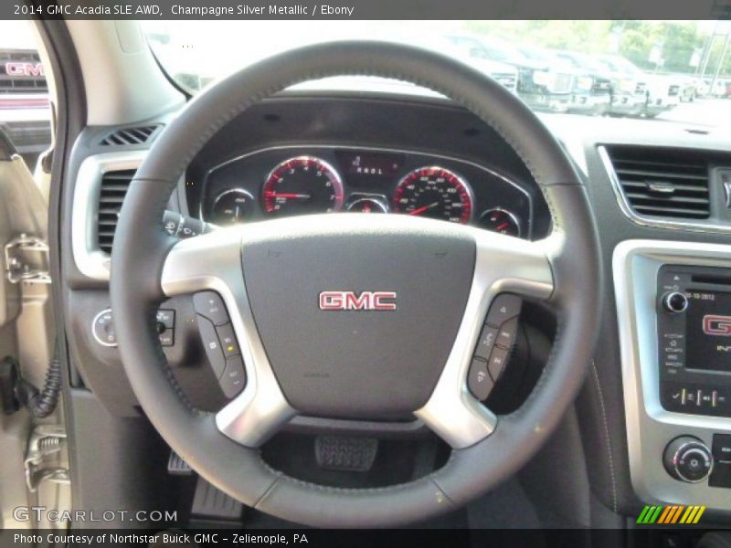 Champagne Silver Metallic / Ebony 2014 GMC Acadia SLE AWD