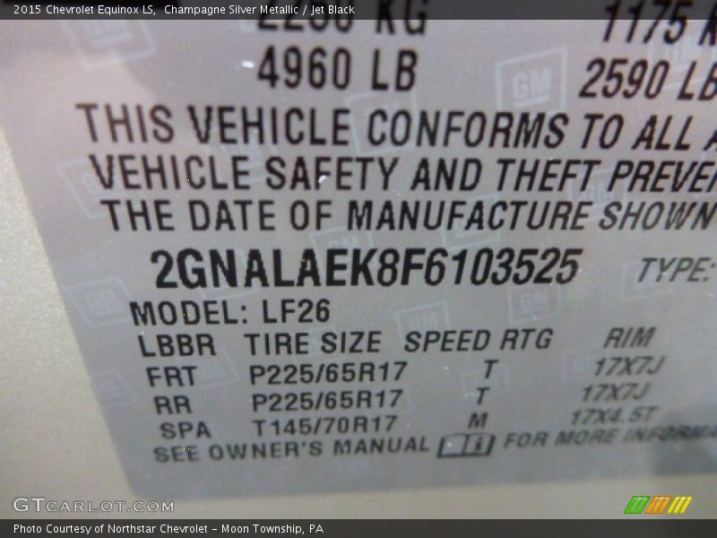 Champagne Silver Metallic / Jet Black 2015 Chevrolet Equinox LS